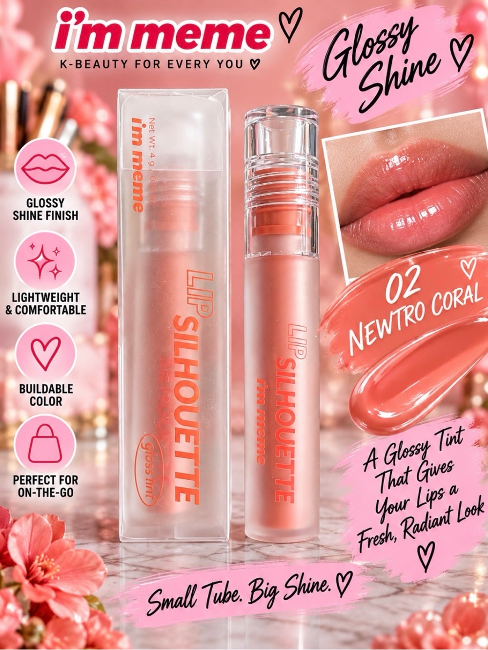 i’m meme Lip Silhouette Gloss Tint - 02 Newtro Coral